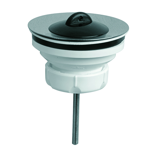 Wastafelplug met inox plug en rubberen stop, type S-174