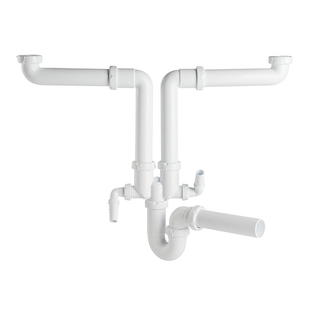 Dubbele aansluitcombinatie met S-sifon en muurbuis, S-558
